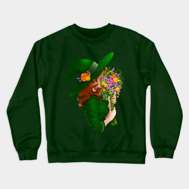 Green Witch Crewneck Sweatshirt by Chinchela